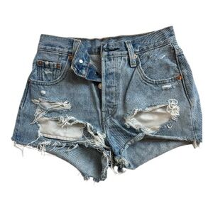 Levi's Light Blue Ripped cutoff Denim Shorts